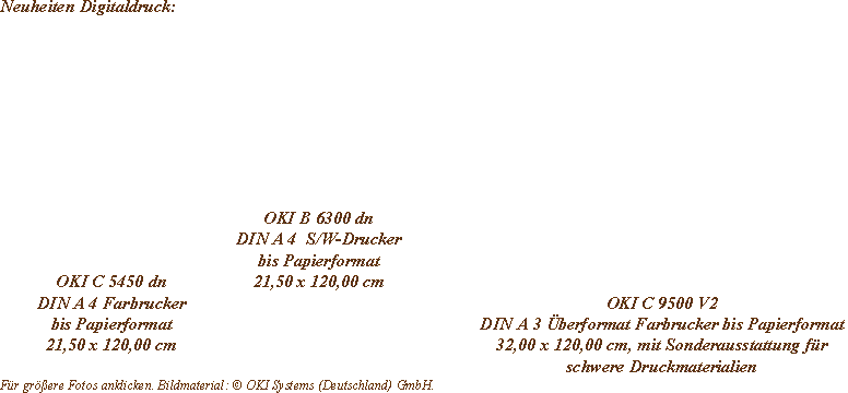 Neuheiten Digitaldruck:		OKI B 6300 dn		DINA 4  S/W
